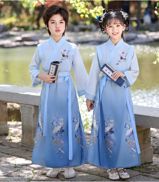 [淡蓝仙鹤】Children's Hanfu ancient style costume
