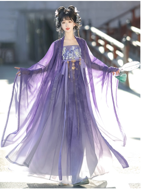 [花间月】Hanfu chest length Ruqun large sleeved shirt set, Tang style