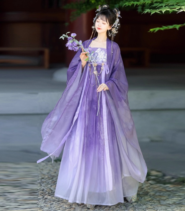 [花间月】Hanfu chest length Ruqun large sleeved shirt set, Tang style