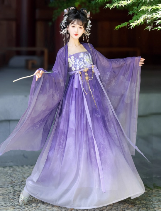 [花间月】Hanfu chest length Ruqun large sleeved shirt set, Tang style