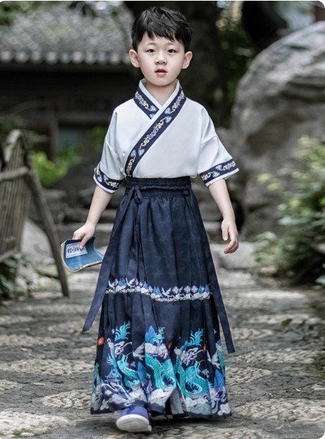 [辰龙]Boys' Hanfu Ma Mian Skirt Set