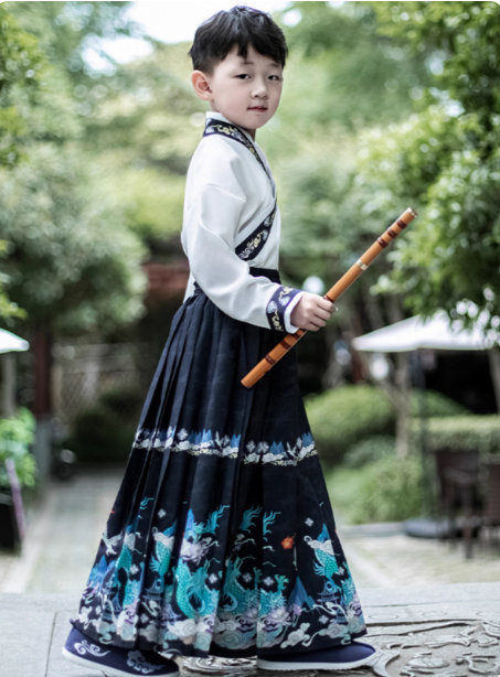 [辰龙]Boys' Hanfu Ma Mian Skirt Set