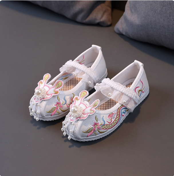 [鹿】Girls' embroidered shoes, ancient style, children's Hanfu shoes