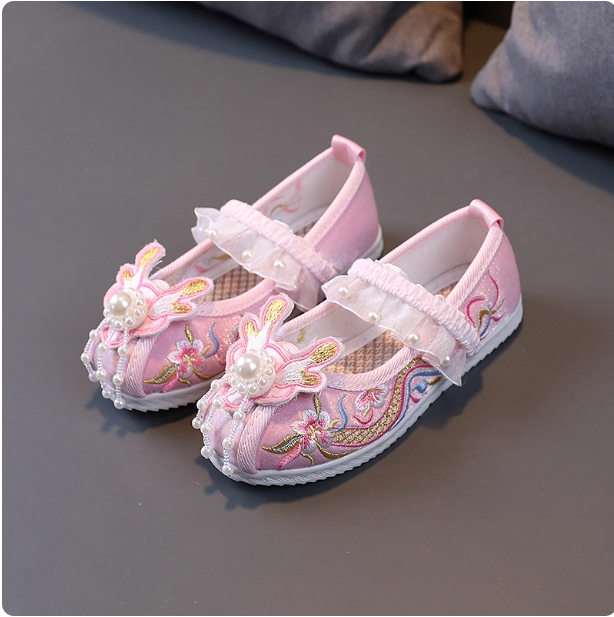 [鹿】Girls' embroidered shoes, ancient style, children's Hanfu shoes