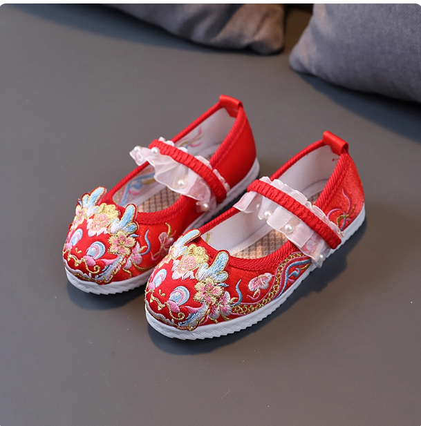 [麒麟]Girls' embroidered shoes, ancient style, children's Hanfu shoes