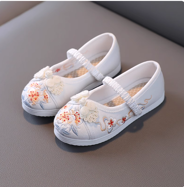 【 花卉】Girls' embroidered shoes, ancient style, children's Hanfu shoes