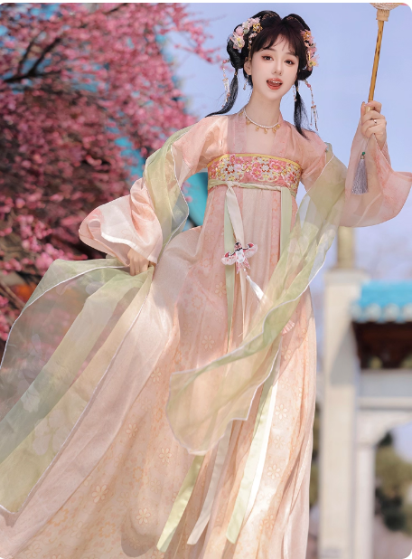 【春日樱】Tang style chest length 12 torn skirt Hanfu Ruqun set