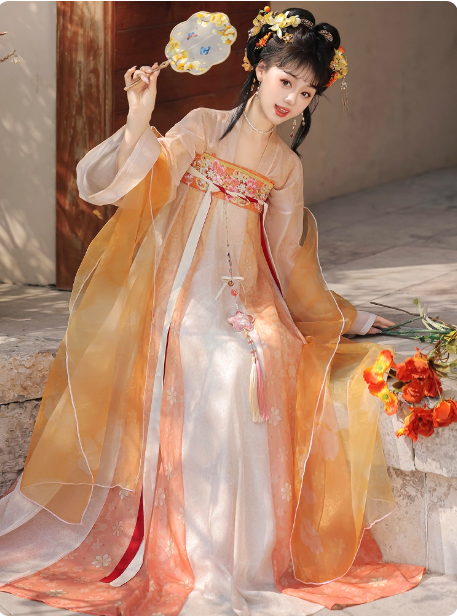 【春日樱】Tang style chest length 12 torn skirt Hanfu Ruqun set