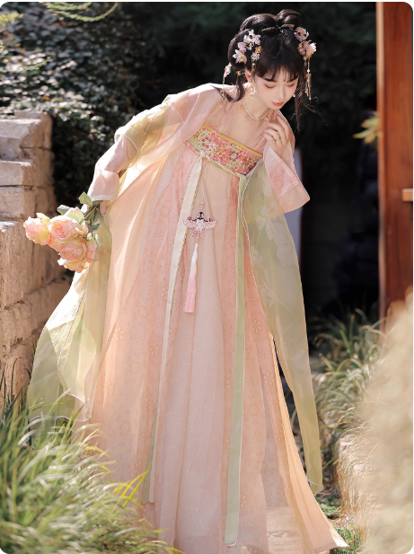 【春日樱】Tang style chest length 12 torn skirt Hanfu Ruqun set