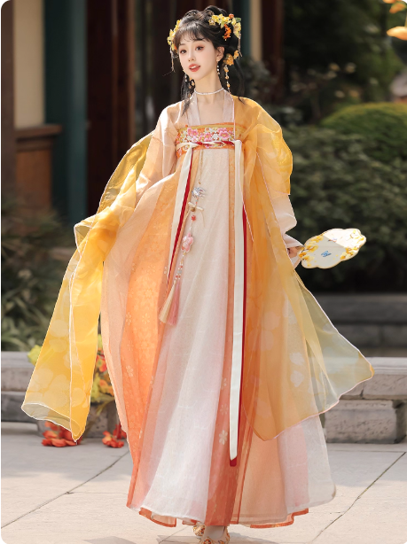 【春日樱】Tang style chest length 12 torn skirt Hanfu Ruqun set