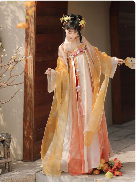 【春日樱】Tang style chest length 12 torn skirt Hanfu Ruqun set