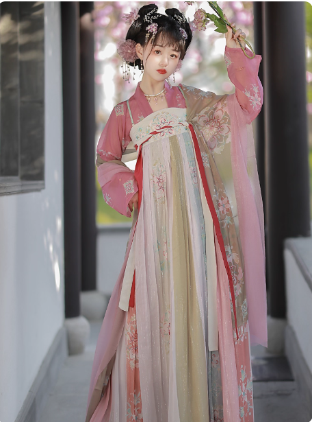 【花眠】Tang style chest length 12 torn skirt Hanfu Ruqun set