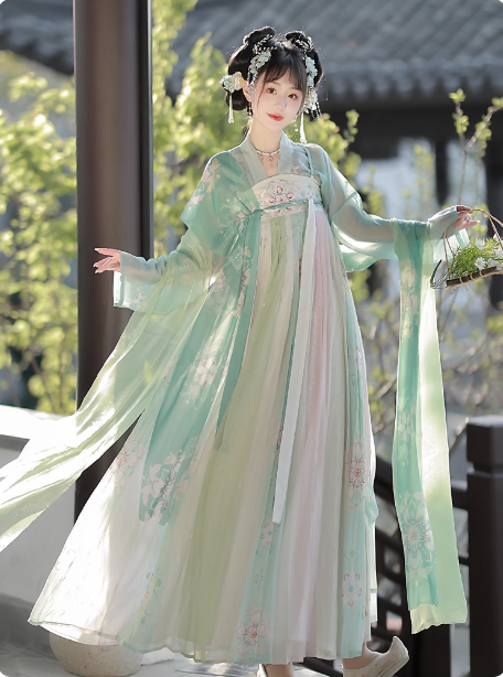 【花眠】Tang style chest length 12 torn skirt Hanfu Ruqun set