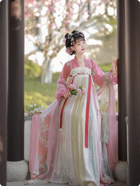【花眠】Tang style chest length 12 torn skirt Hanfu Ruqun set