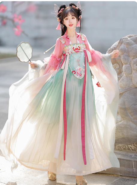 【惊春】Tang style chest length 12 torn skirt Hanfu Ruqun set