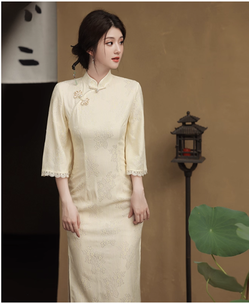 Cheongsam dress, new Chinese lace Hanfu