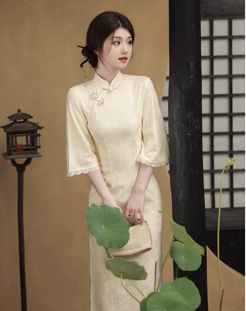 Cheongsam dress, new Chinese lace Hanfu