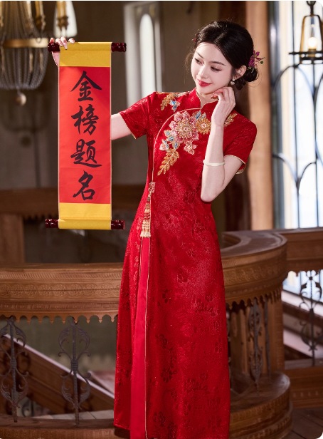 [绛霞]Red Qipao Hanfu New Chinese Good Luck Dress
