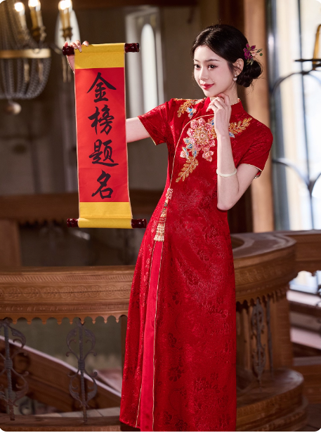 [绛霞]Red Qipao Hanfu New Chinese Good Luck Dress