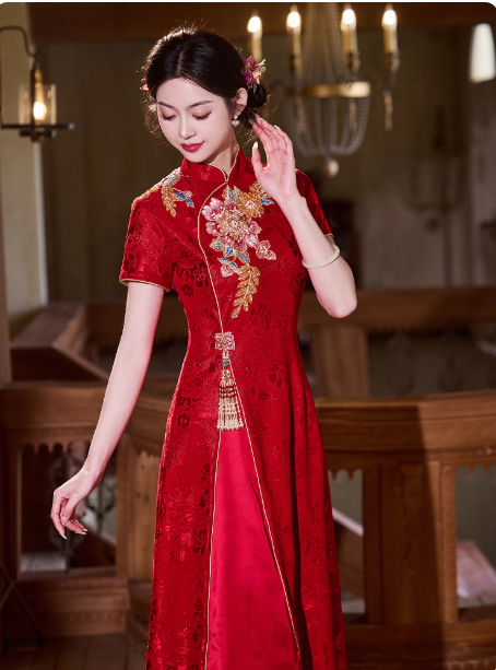 [绛霞]Red Qipao Hanfu New Chinese Good Luck Dress
