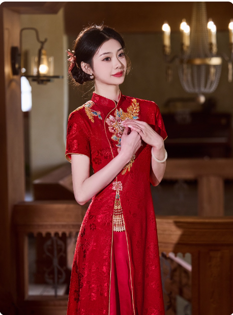 [绛霞]Red Qipao Hanfu New Chinese Good Luck Dress