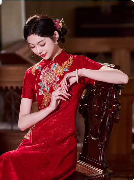 [绛霞]Red Qipao Hanfu New Chinese Good Luck Dress