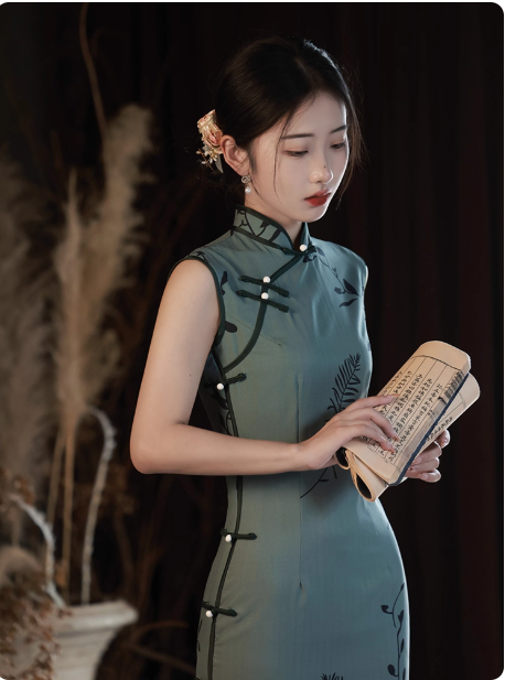 Sleeveless qipao artistic Republic of China style Hanfu dress