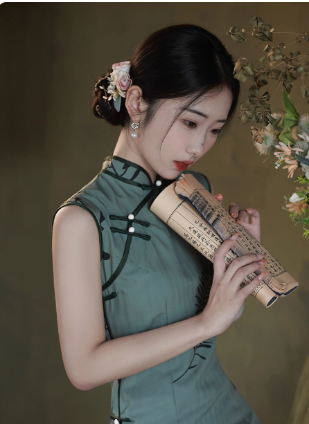 Sleeveless qipao artistic Republic of China style Hanfu dress