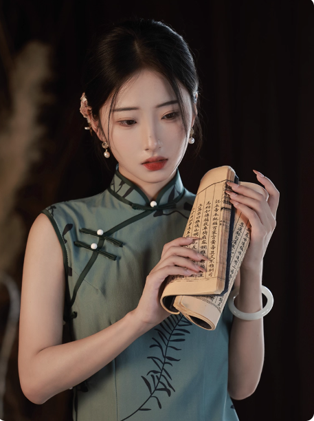 Sleeveless qipao artistic Republic of China style Hanfu dress