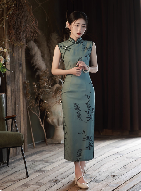 Sleeveless qipao artistic Republic of China style Hanfu dress