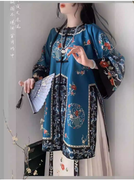 【满满】Qing  Dynasty Hanfu Aoqun ethnic clothing printed horse face skirt set