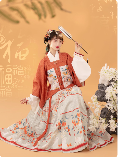 [吉吉兔]Ming Dynasty Hanfu Aoqun horse face skirt with Chinese style complete set