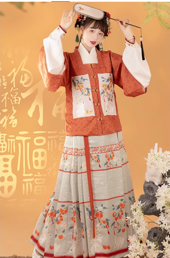 [吉吉兔]Ming Dynasty Hanfu Aoqun horse face skirt with Chinese style complete set