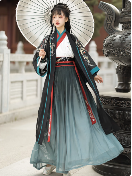 [潇茗] waist length skirt, Wei Jin style Ruqun women's martial arts suit
