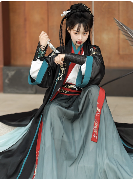 [潇茗] waist length skirt, Wei Jin style Ruqun women's martial arts suit