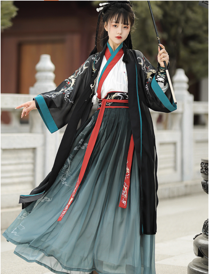 [潇茗] waist length skirt, Wei Jin style Ruqun women's martial arts suit
