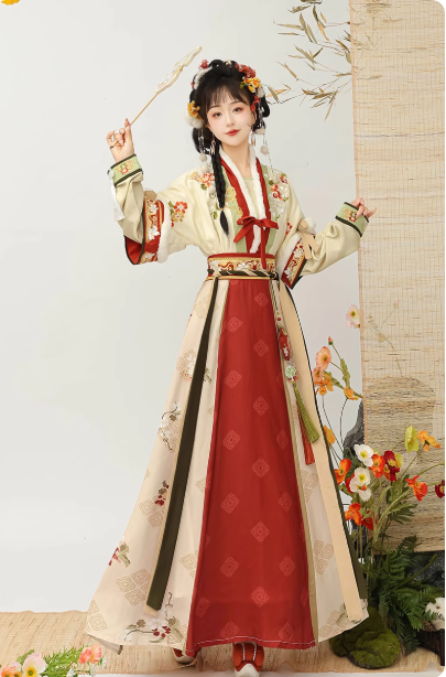 Tang style Hanfu waist length broken skirt Aoqun set