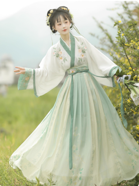 【梦三笙】Wei Jin Dynasty Hanfu Qi Waist Ruqun Dress Set