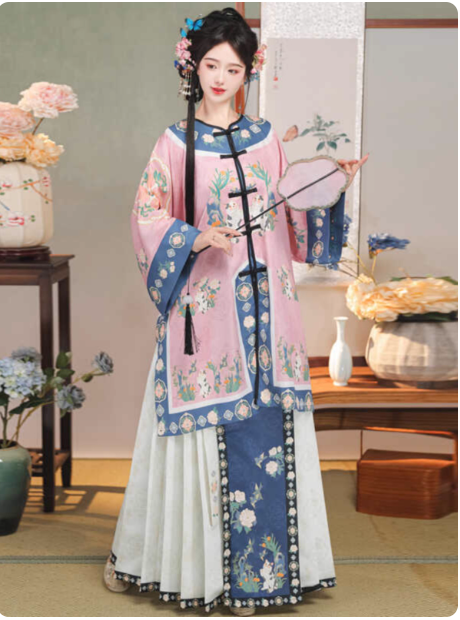 【猫神】Qing Dynasty court Hanfu horse face skirt Aoqun set