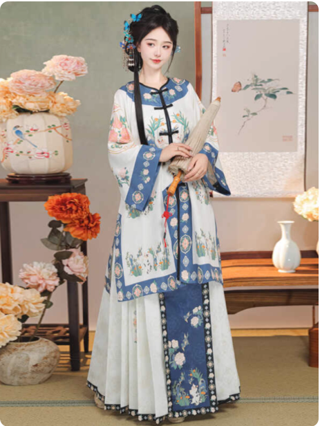【猫神】Qing Dynasty court Hanfu horse face skirt Aoqun set