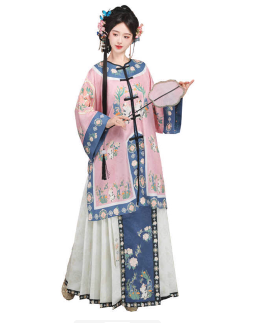【猫神】Qing Dynasty court Hanfu horse face skirt Aoqun set