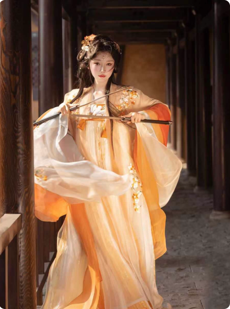 [玉人歌]Tang style chest length Ruqun large sleeved Hanfu suit