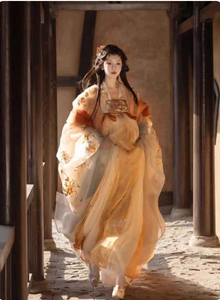 [玉人歌]Tang style chest length Ruqun large sleeved Hanfu suit