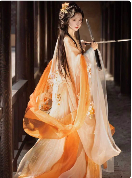 [玉人歌]Tang style chest length Ruqun large sleeved Hanfu suit