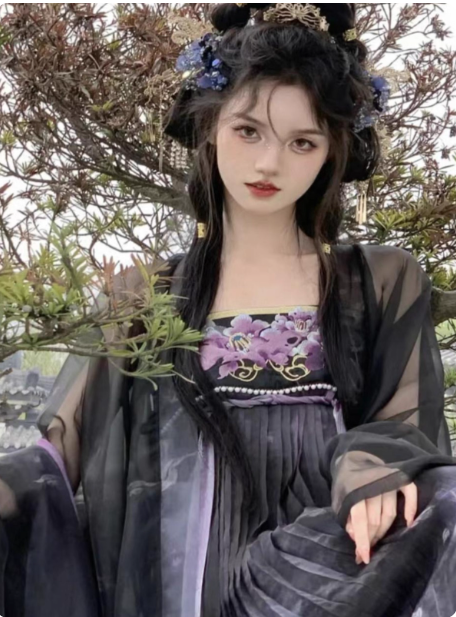 [黑山茶]Tang style Hanfu Camellia Embroidered Ruqun Set