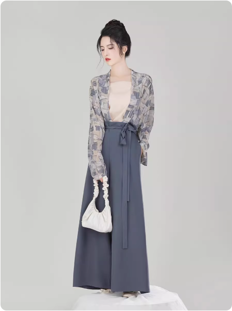 [阡陌]Song Dynasty Modern Hanfu Dress Song Pants Set