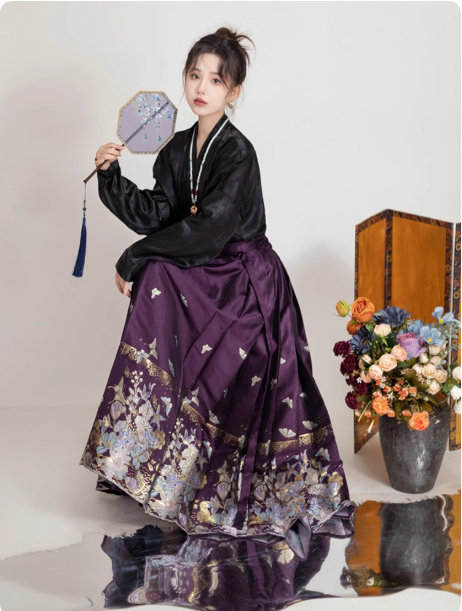 【梦蝶寻花】New Chinese style shirt and horse face skirt set
