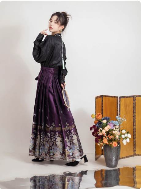 【梦蝶寻花】New Chinese style shirt and horse face skirt set