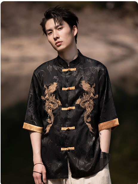 Men’s Traditional Tang Suit Embroidered Chinese style Shirt