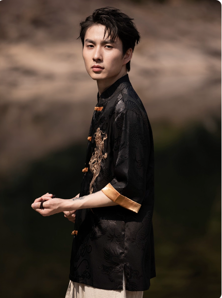 Men’s Traditional Tang Suit Embroidered Chinese style Shirt